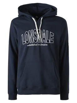 Lonsdale Felpa sportiva da uomo cappuccio e logo - blu scuro