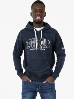 Lonsdale Felpa sportiva da uomo cappuccio e logo - blu scuro