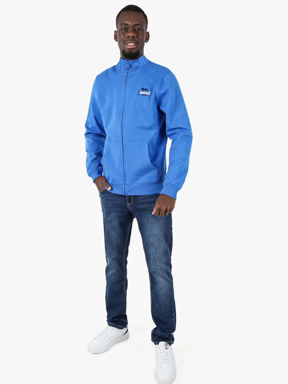 Lonsdale Felpa sportiva da uomo con zip intera - blu