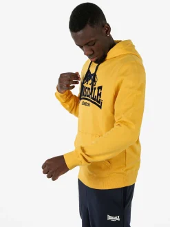 Lonsdale Felpa sportiva da uomo con cappuccio e logo - giallo