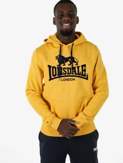 Lonsdale Felpa sportiva da uomo con cappuccio e logo - giallo