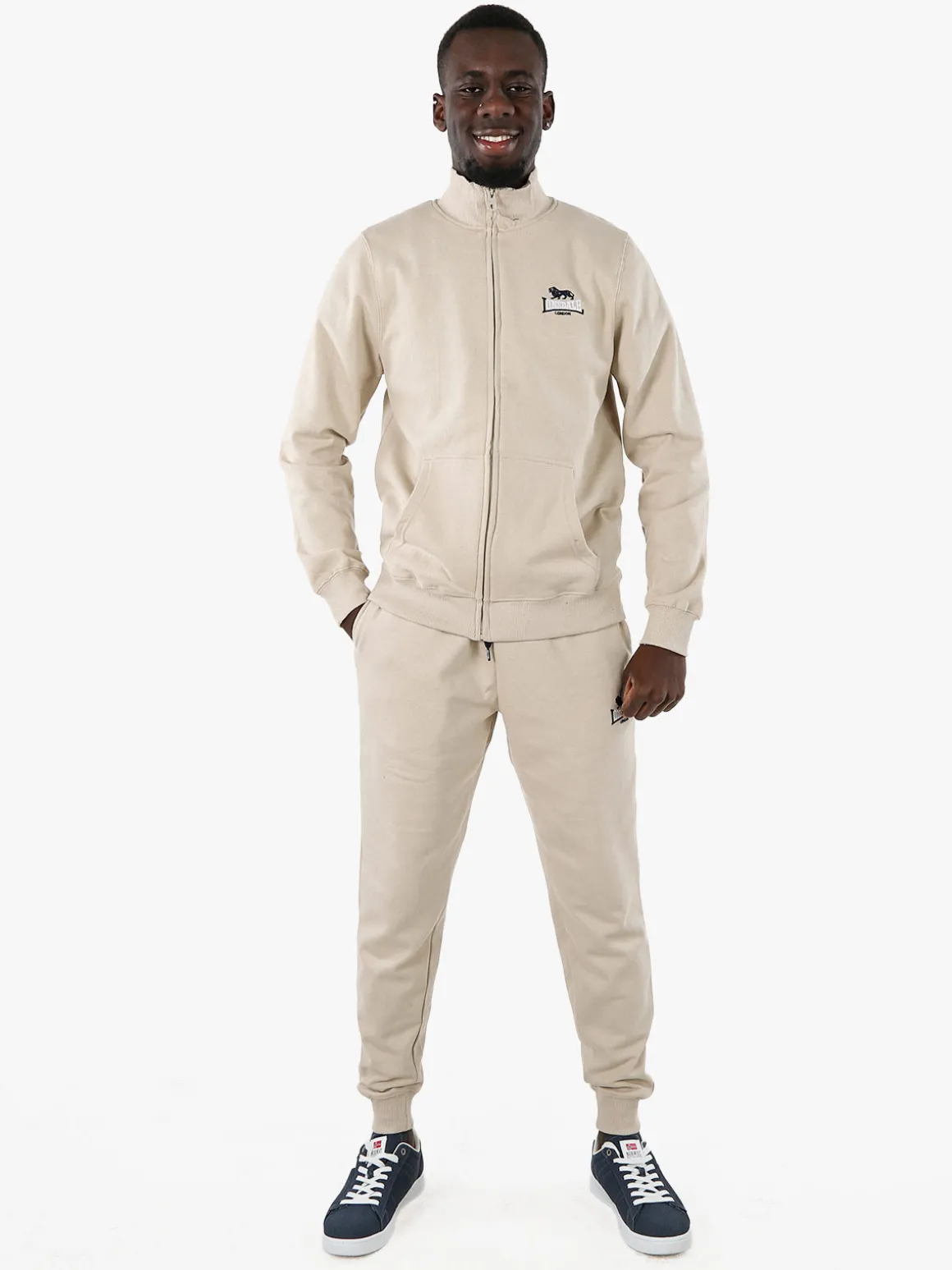 Lonsdale Felpa sportiva da uomo con zip intera - beige