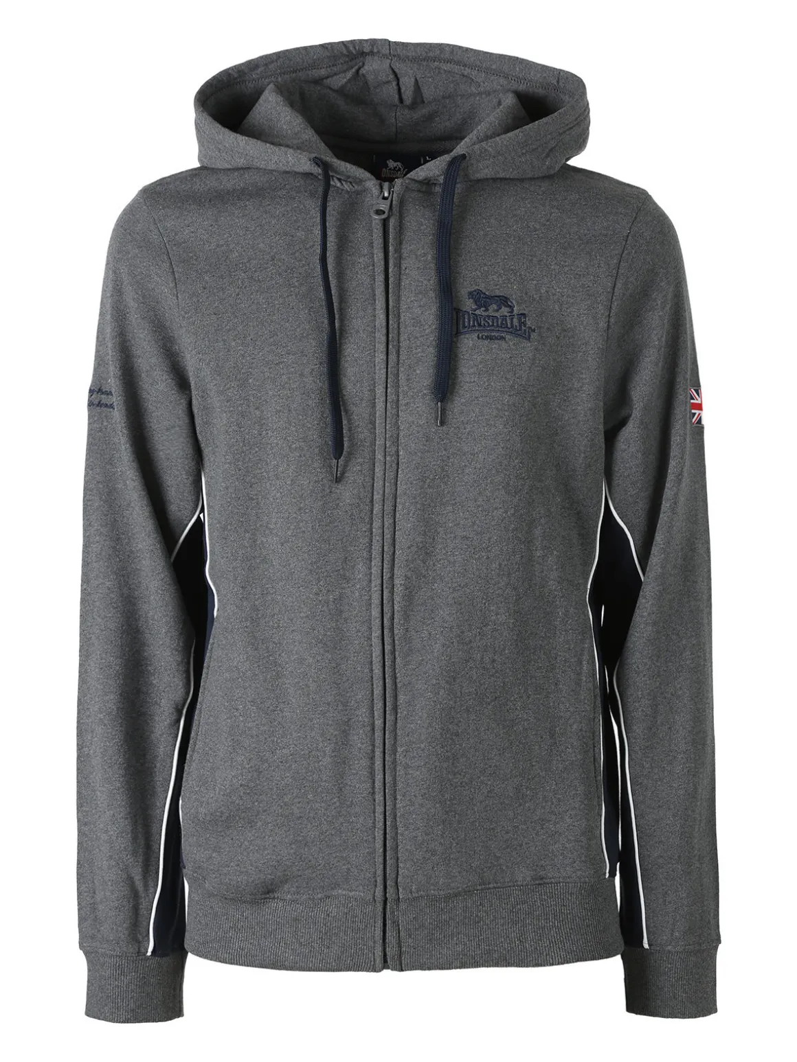 Lonsdale Felpa sportiva da uomo con cappuccio e zip - grigio scuro