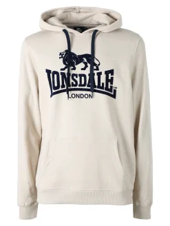Lonsdale Felpa sportiva da uomo con cappuccio e logo - beige