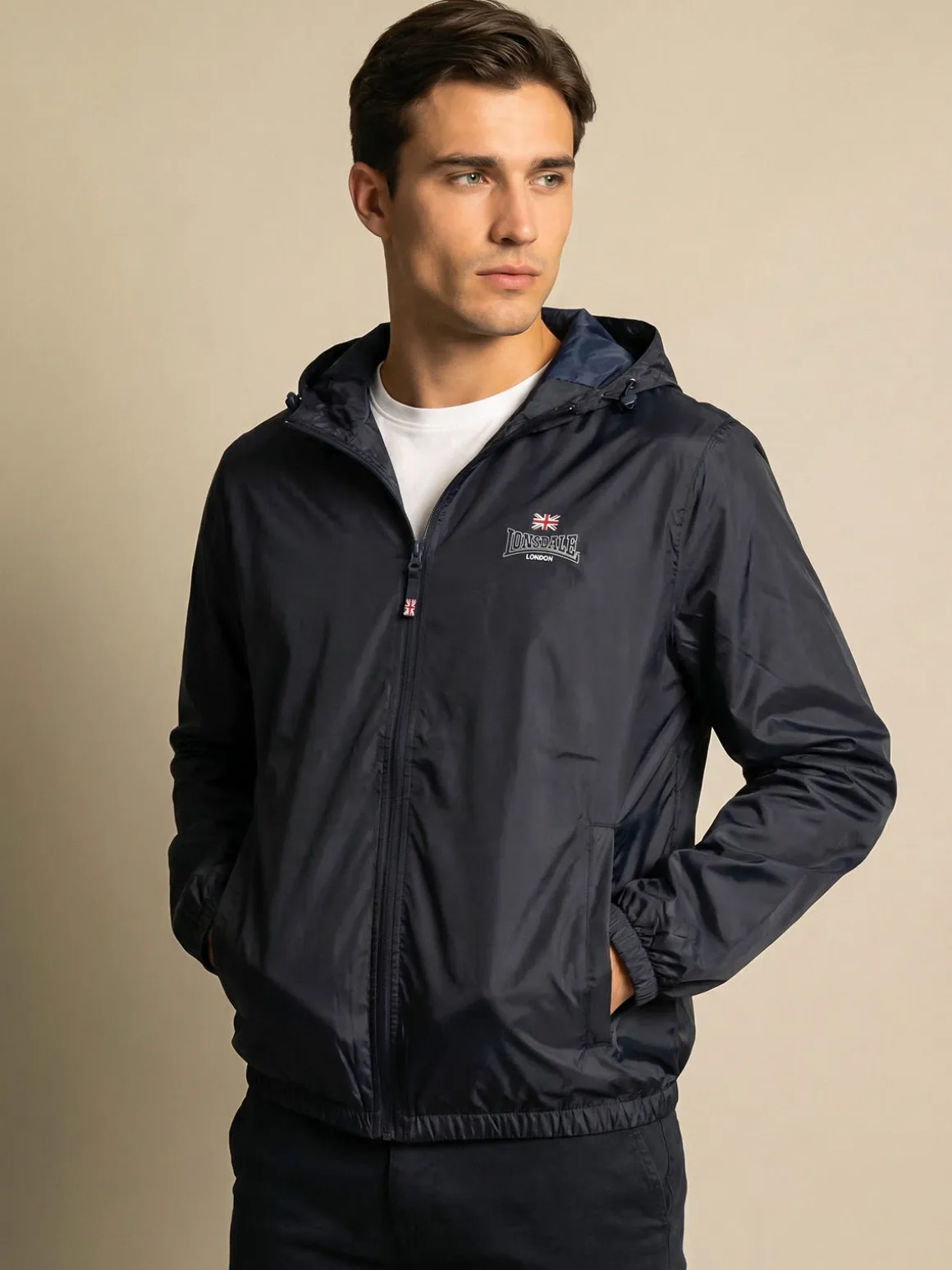 Lonsdale Giacca a vento con cappuccio e zip - blu scuro