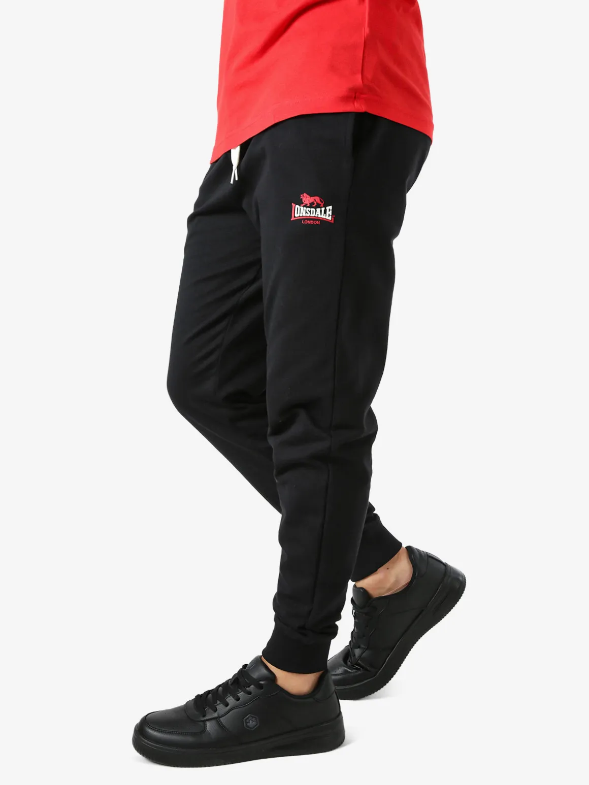 Lonsdale Pantaloni sportivi da uomo con coulisse e polsini - nero