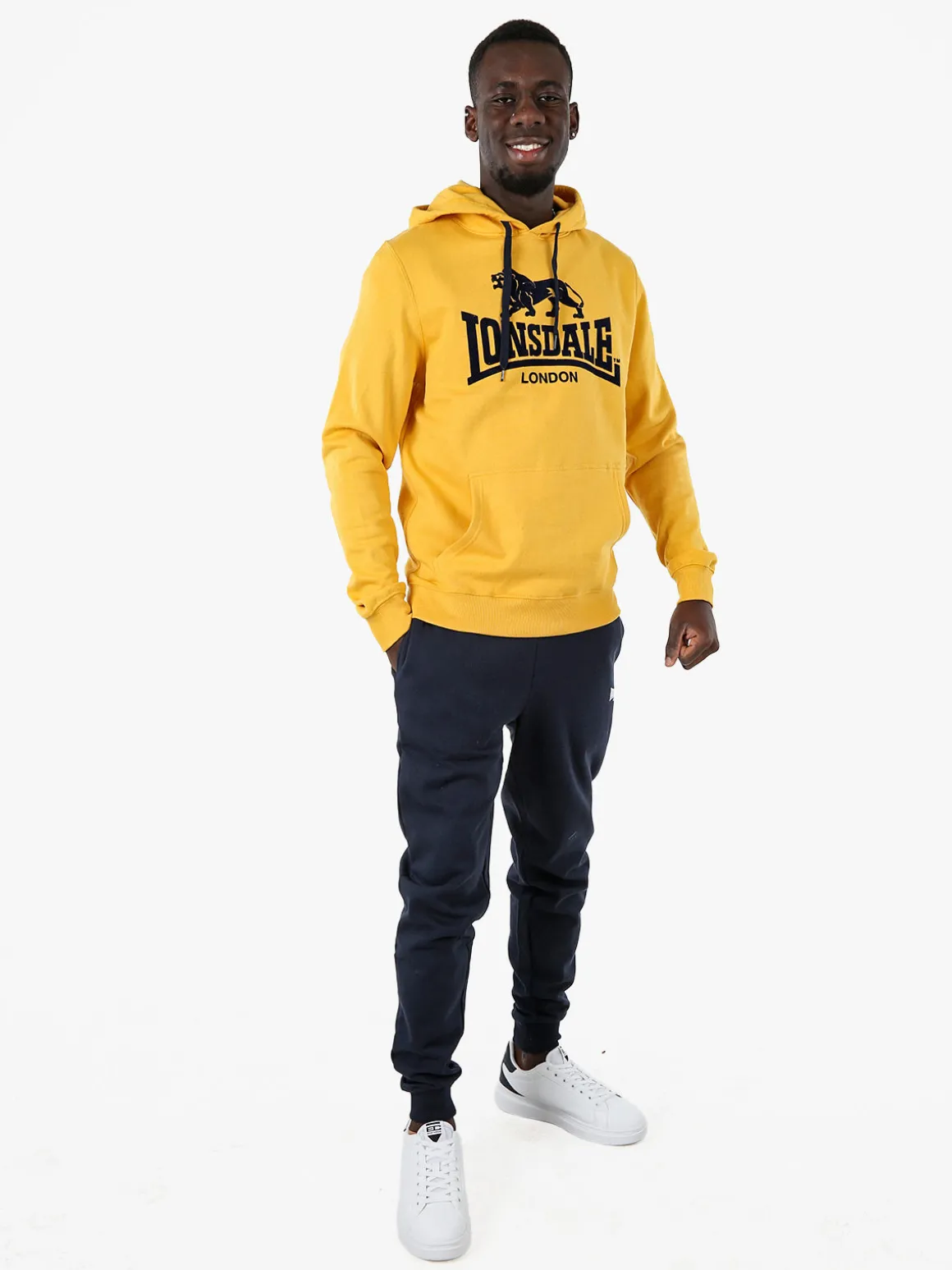 Lonsdale Pantaloni tuta da uomo con coulisse e polsini - blu scuro