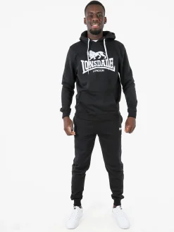 Lonsdale Pantaloni tuta da uomo con coulisse e polsini - nero