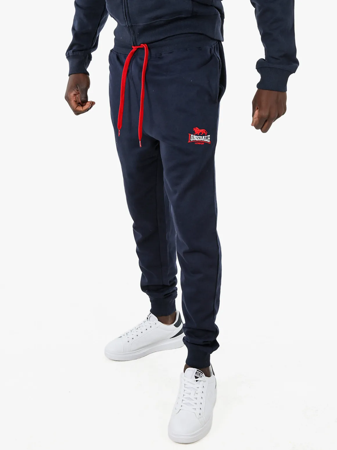 Lonsdale Pantaloni tuta da uomo con coulisse e polsini - blu