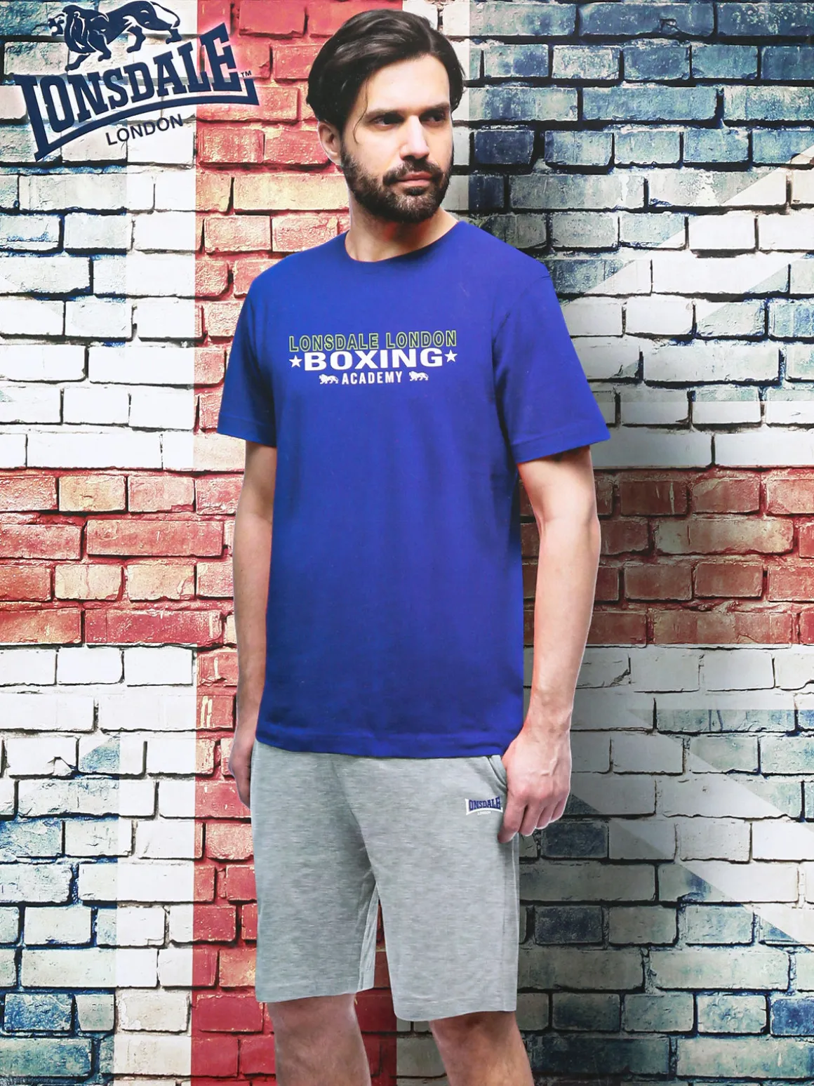 Lonsdale Pigiama corto da uomo in cotone