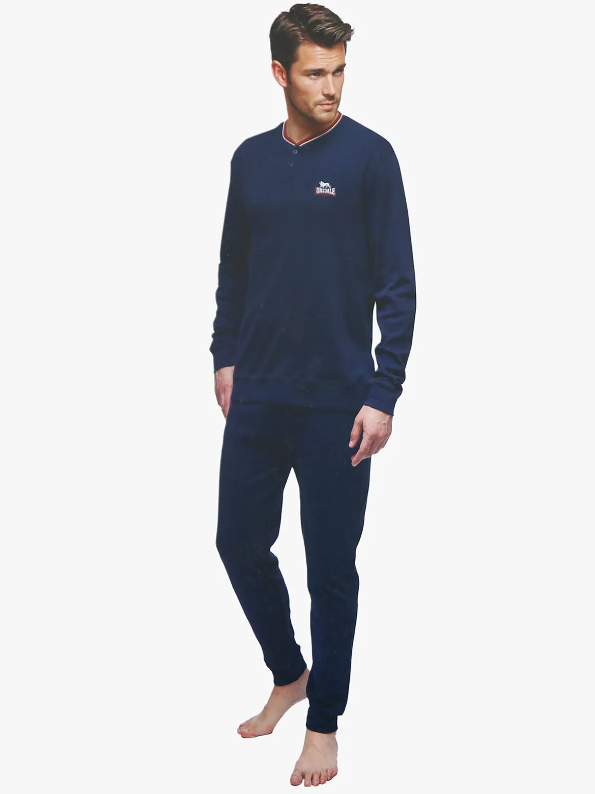 Lonsdale Pigiama da uomo in cotone - blu scuro