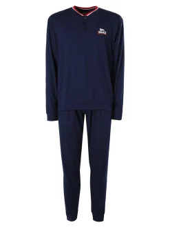 Lonsdale Pigiama da uomo in cotone - blu scuro