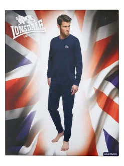 Lonsdale Pigiama da uomo in cotone - blu scuro