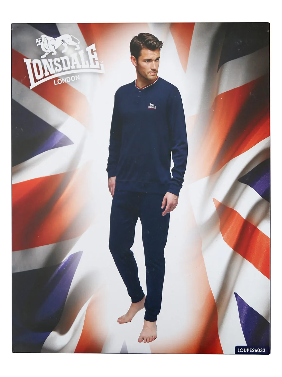 Lonsdale Pigiama da uomo in cotone - blu scuro