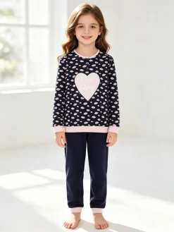 Lonsdale Pigiama lungo da bambina in cotone con stampe