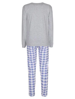 Lonsdale Pigiama lungo da donna in cotone con pantaloni a quadri