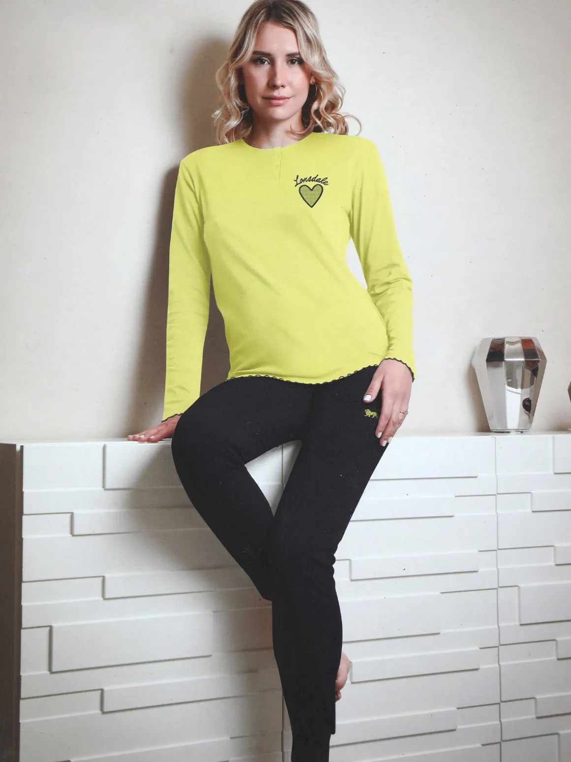 Lonsdale Pigiama lungo da donna in cotone