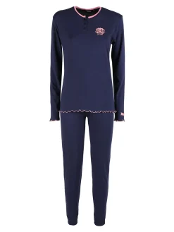 Lonsdale Pigiama lungo da donna in cotone con volant