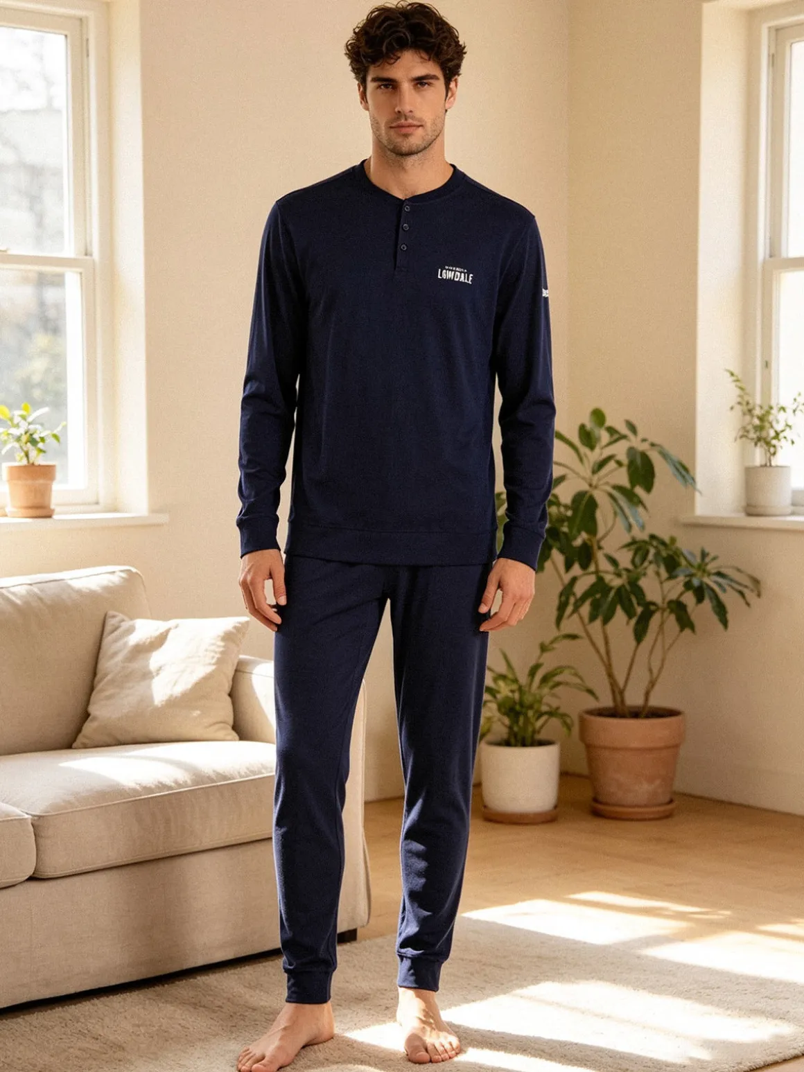 Lonsdale Pigiama lungo da uomo in cotone