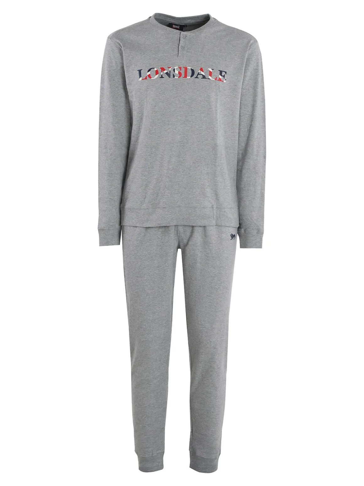 Lonsdale Pigiama lungo da uomo in cotone con scritta