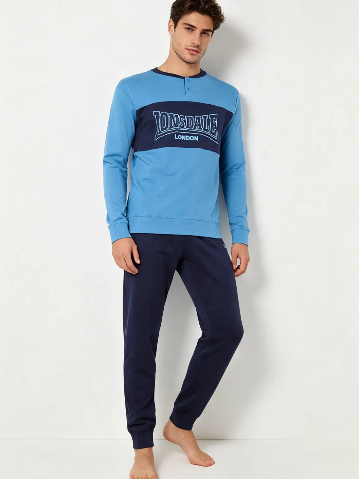 Lonsdale Pigiama lungo da uomo in cotone