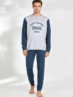 Lonsdale Pigiama lungo da uomo in cotone interlock