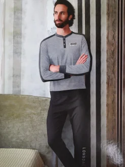 Lonsdale Pigiama lungo da uomo in cotone