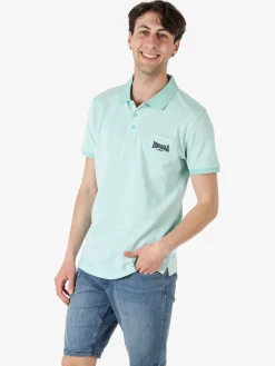 Lonsdale Polo da uomo in cotone a maniche corte con taschino - nero
