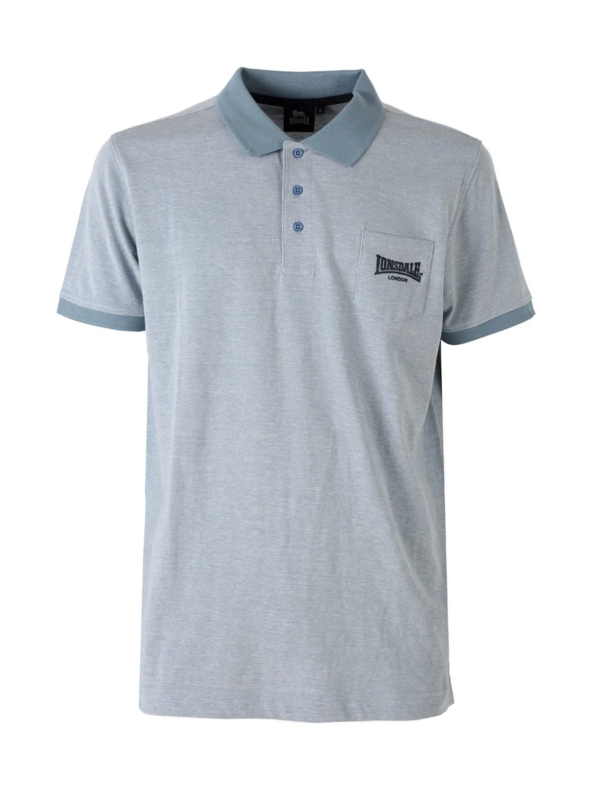 Lonsdale Polo da uomo in cotone a maniche corte con taschino - azzurro