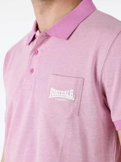 Lonsdale Polo da uomo in cotone a maniche corte con taschino - rosa