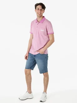 Lonsdale Polo da uomo in cotone a maniche corte con taschino - rosa