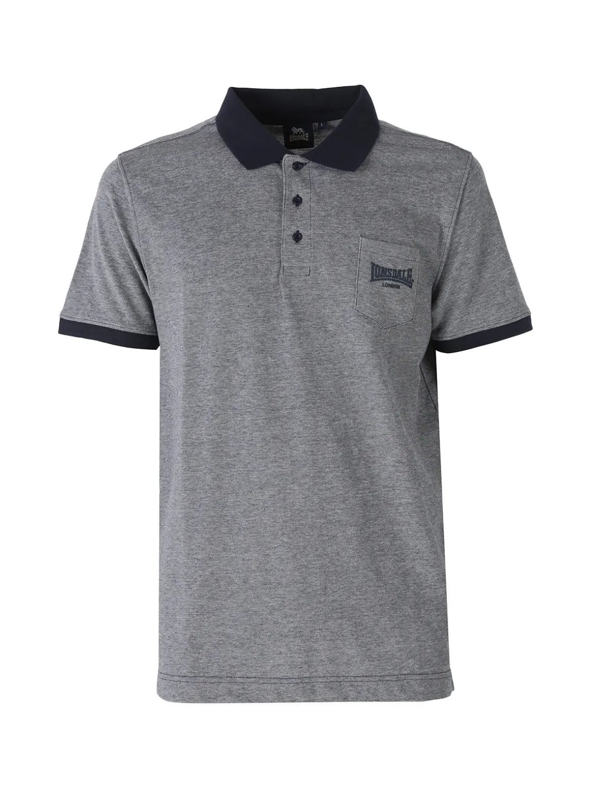 Lonsdale Polo da uomo in cotone a maniche corte con taschino - blu scuro