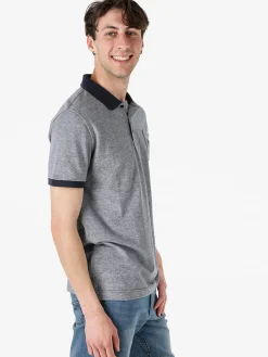 Lonsdale Polo da uomo in cotone a maniche corte con taschino - blu scuro