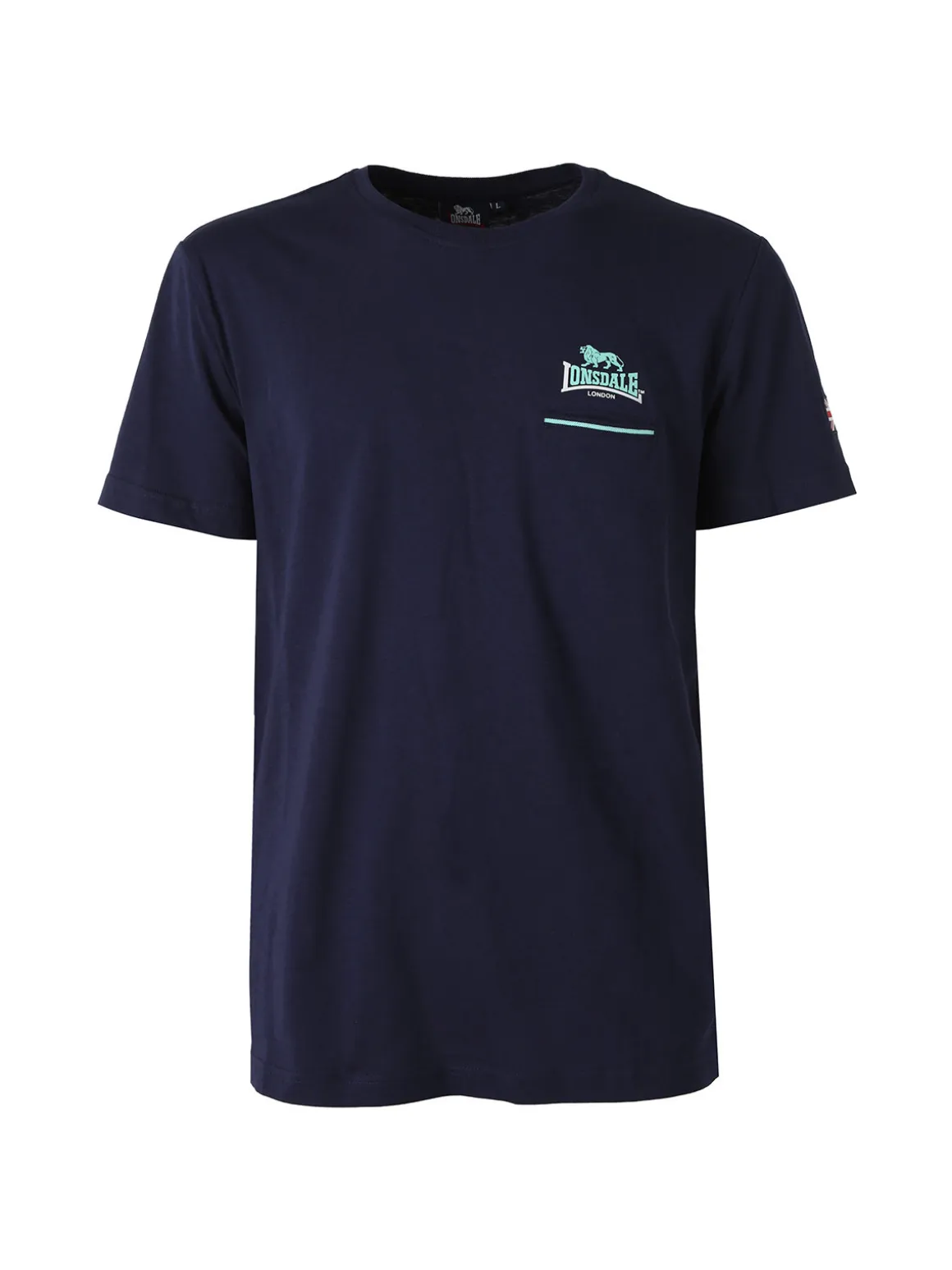 Lonsdale T-shirt da uomo in cotone con taschino a filetto e logo - blu scuro