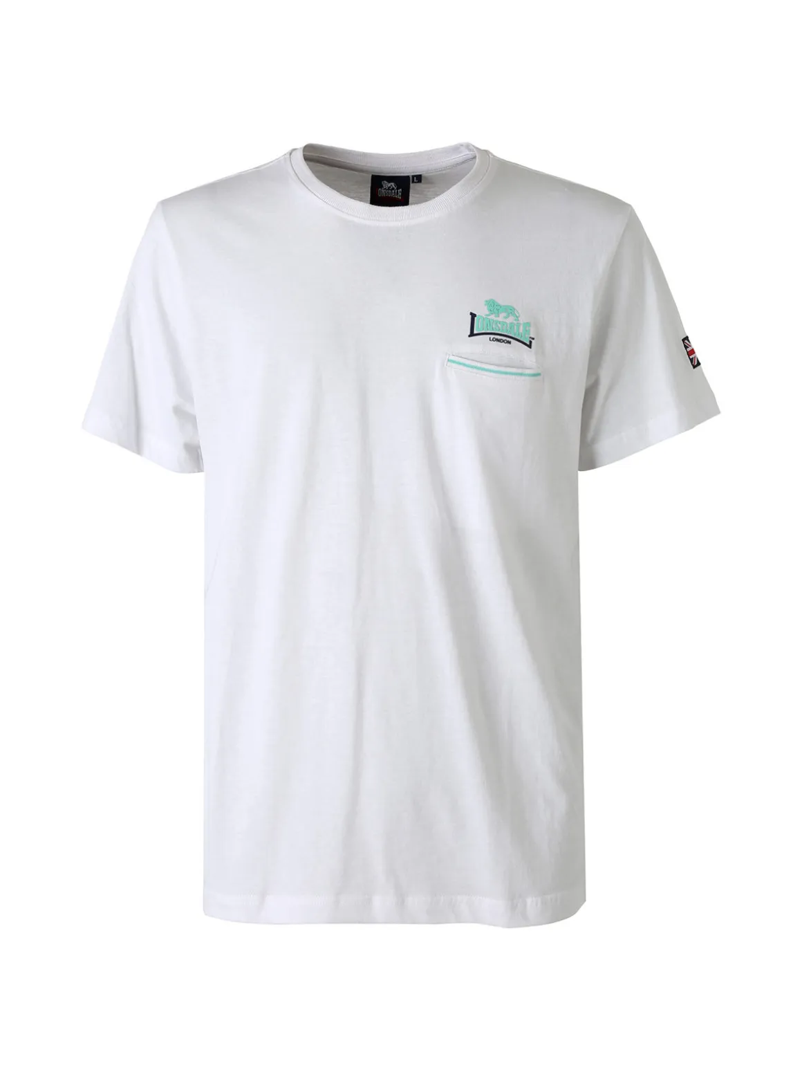 Lonsdale T-shirt da uomo in cotone con taschino a filetto e logo - bianco