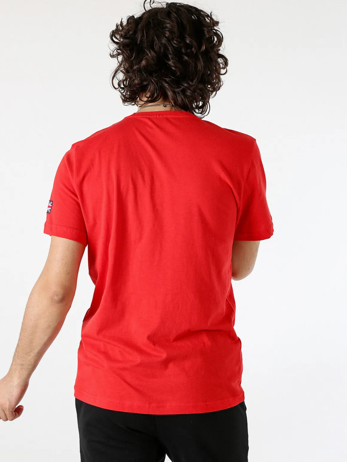 Lonsdale T-shirt da uomo in cotone con taschino a filetto e logo - rosso