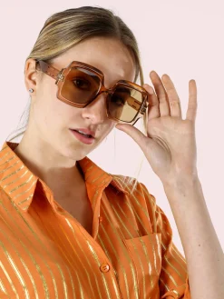 Looks Style Occhiali da sole quadrati da donna - champagne