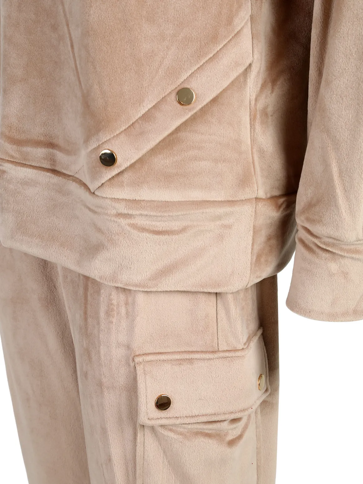 Lormar Completo tuta da donna in ciniglia soft con tasconi - khaki