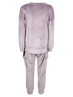 Lormar Completo tuta da donna in ciniglia soft con tasconi - lilla