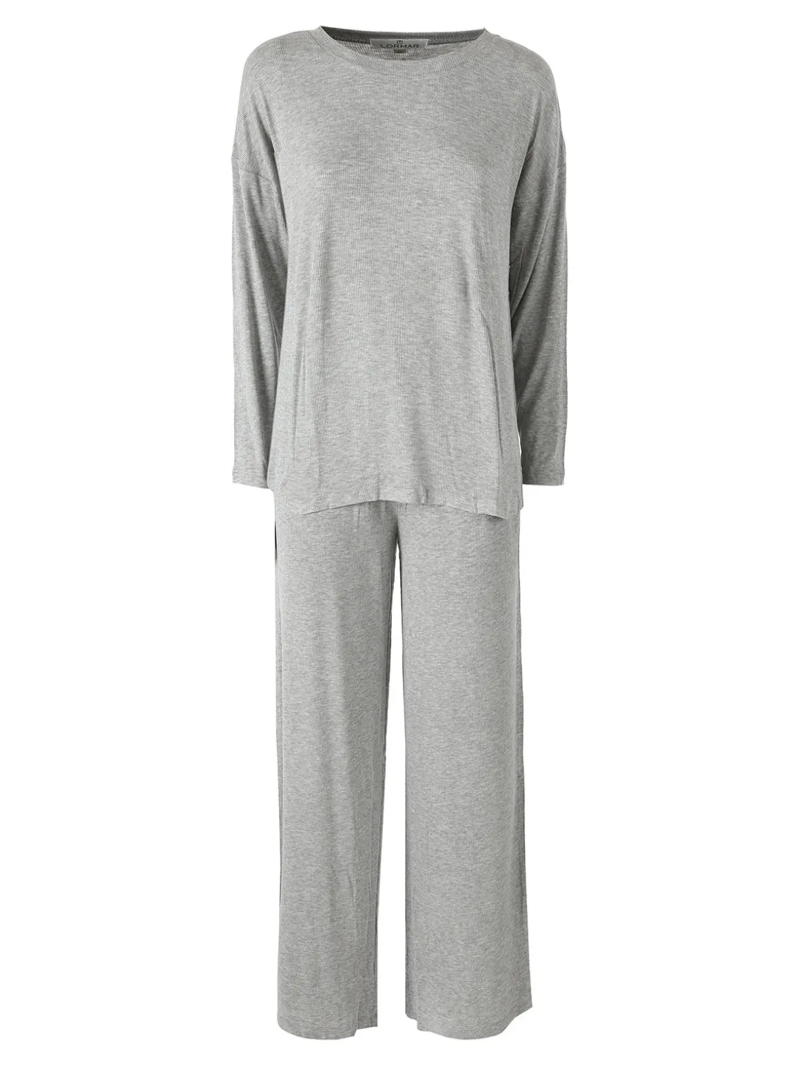 Lormar FITNESS Pigiama lungo da donna in viscosa con scollo tondo - grigio