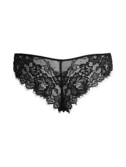 Lormar Party coordinato intimo donna in pizzo con top a maniche lunghe + brasiliana - nero
