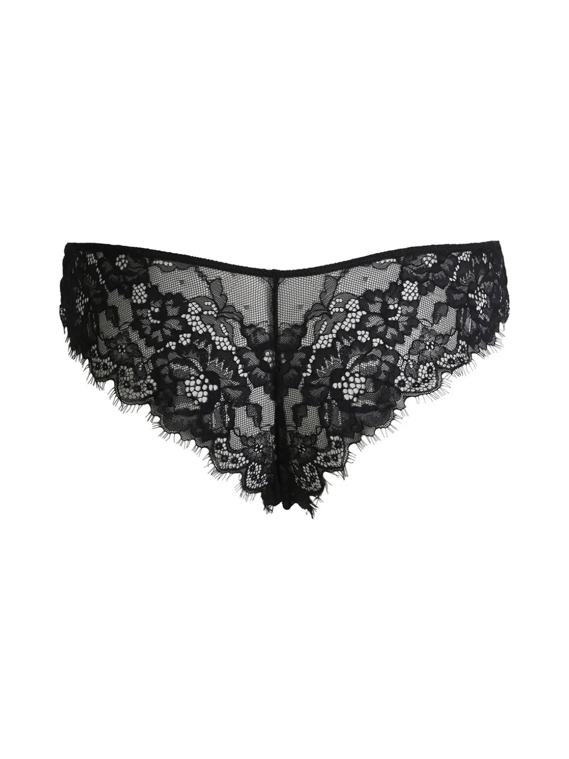 Lormar Party coordinato intimo donna in pizzo con top a maniche lunghe + brasiliana - nero