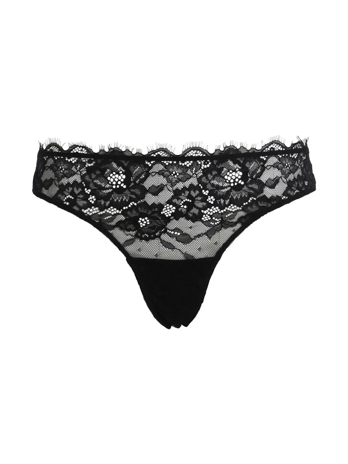 Lormar Party coordinato intimo donna in pizzo con top a maniche lunghe + brasiliana - nero
