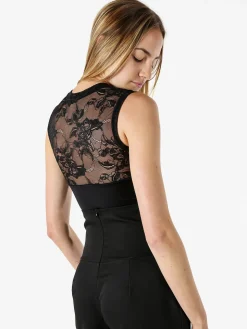 Lormar SHOW Top bra a fascia con coppe imbottite e dettagli in pizzo - nero