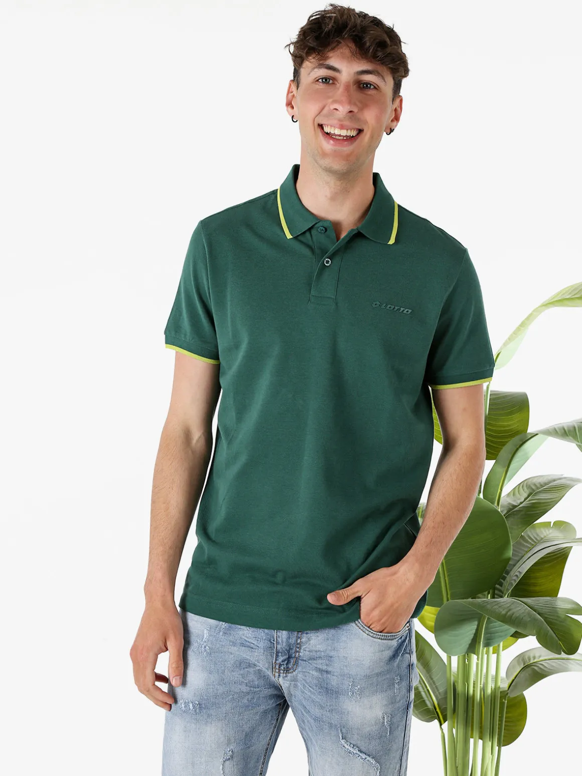 Lotto Polo da uomo in cotone a maniche corte - verde