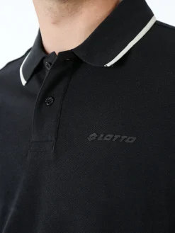 Lotto Polo da uomo in cotone a maniche corte - nero