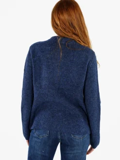 Louise Doro Cardigan donna in maglia con bottoni e taschini - blu scuro