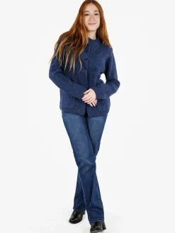 Louise Doro Cardigan donna in maglia con bottoni e taschini - blu scuro