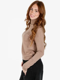 Louise Doro Dolcevita donna in maglia tinta unita - taupe
