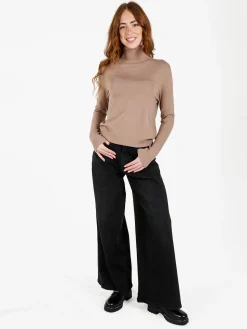 Louise Doro Dolcevita donna in maglia tinta unita - taupe